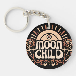 Moon Kind mit Retro Groovy Ästhetik Schlüsselanhänger