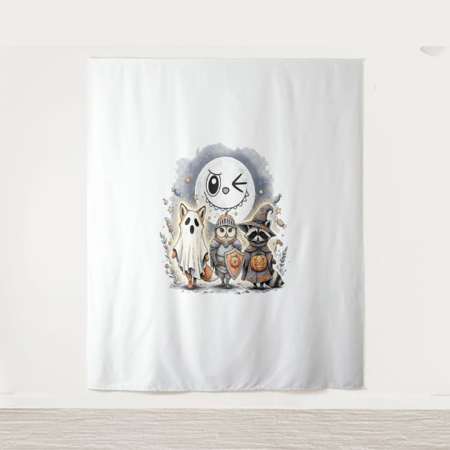 Moon Knight Raccoon Halloween Wandteppich (Vorderseite)