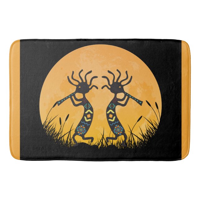 Moon Kokopellis Leinwand Badematte (Vorderseite)
