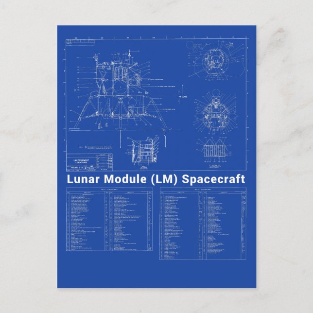 Moon Lander Lunar Module (LM) Blueprint Postkarte (Vorderseite)