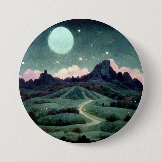 Moon Landscape Fantasy Button (Vorderseite)