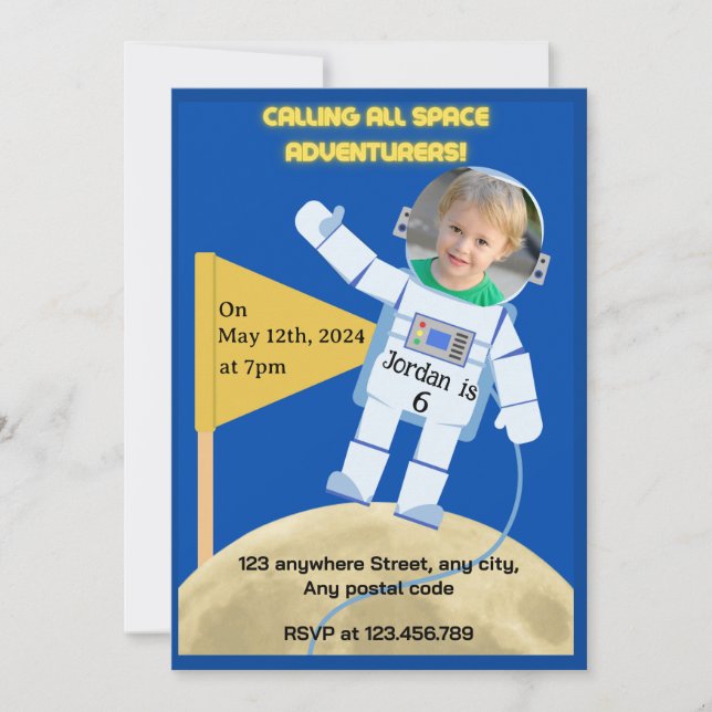 Moon Landung Astronaut Einladung (Vorderseite)