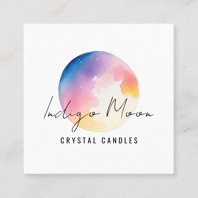 Moon Logo Candle Business Cards Quadratische Visitenkarte (Vorderseite)
