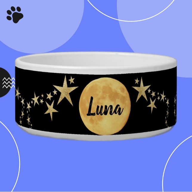 Moon Luna Gold Stars Personalisiert Napf (Von Creator hochgeladen)