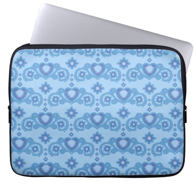 Moon Magic Stars Hearts Celestial Light Blue Laptopschutzhülle (Vorderseite)