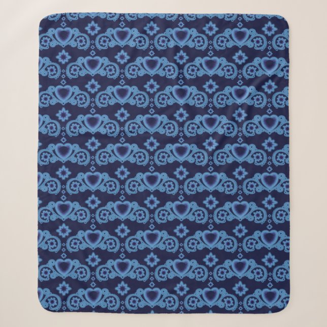 Moon Magic Stars Hearts Celestial Midnight Blue Sherpadecke (Vorderseite)