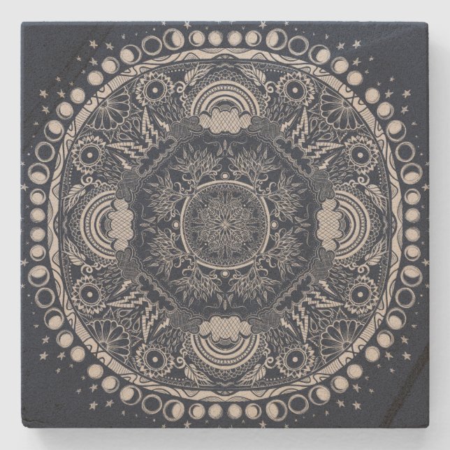 Moon Mandala MoonChild Yoga Steinuntersetzer (Vorderseite)