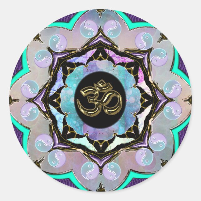 Moon Mandala Runder Aufkleber (Vorderseite)