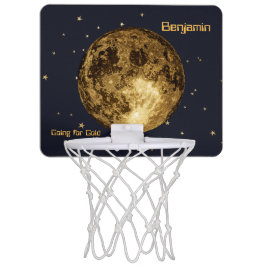 Moon Monogram Gold Glitzer Celestial Outer Space Mini Basketball Netz