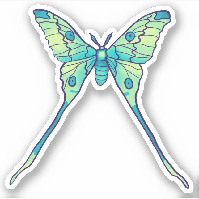 Moon Moth Magie - Schmetterling Lover Art Aufkleber (Vorderseite)