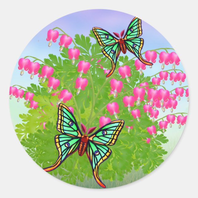 Moon Moths on Bleeding Hecht Blume Sticker (Vorderseite)