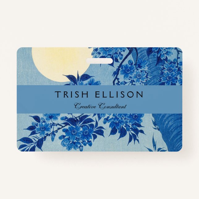 Moon Night Abend Tree Blue Moonlit Ausweis (Vorderseite)