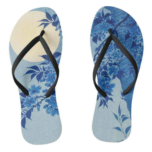Moon Night Abend Tree Blue Moonlit Flip Flops (Fußbett)