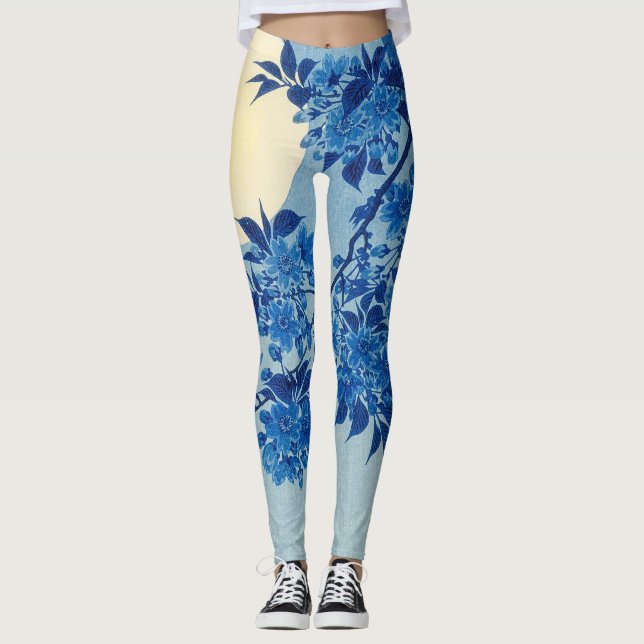 Moon Night Abend Tree Blue Moonlit Leggings (Vorderseite)