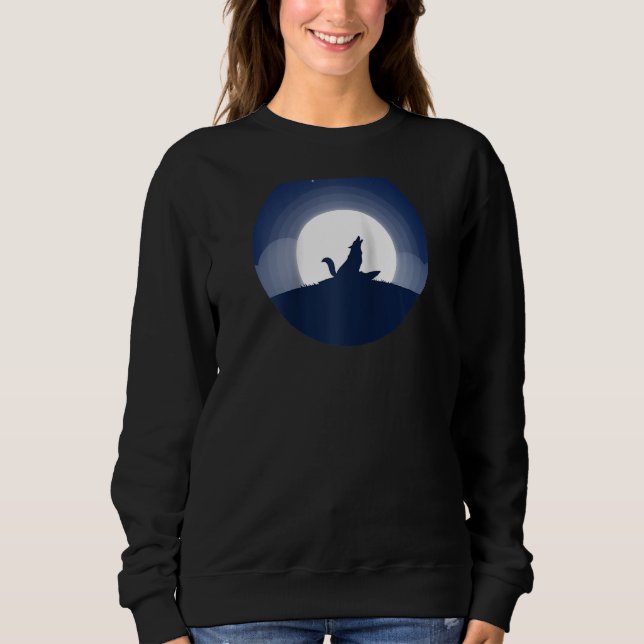 Moon Night Wildlife Forest Animal Predating Howlin Sweatshirt (Vorderseite)