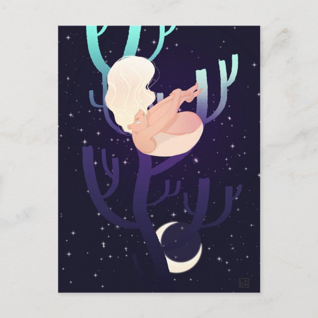 Moon Nymph in Woods Postkarte (Vorderseite)