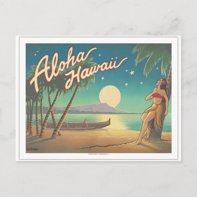 Moon Over Diamond Head Feiertagspostkarte (Vorderseite)