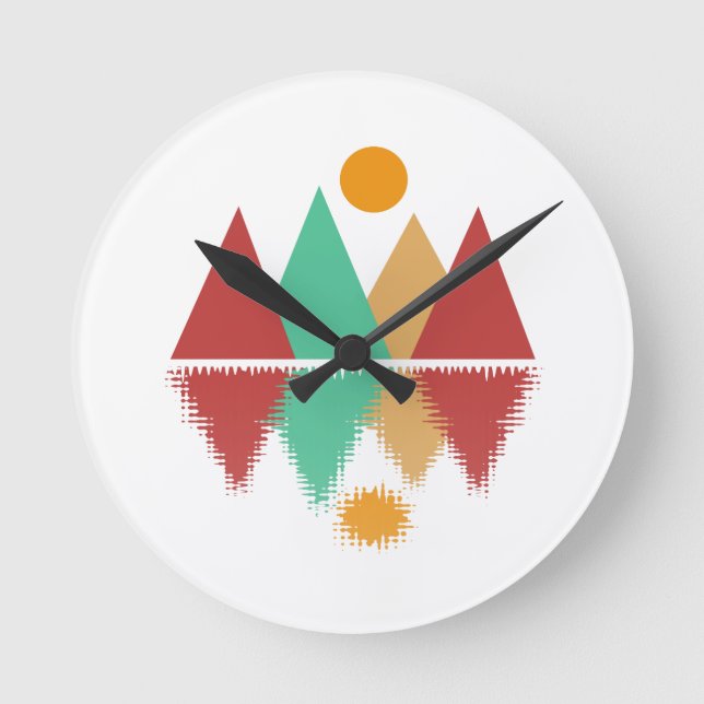 Moon Over Four Peaks #2 Runde Wanduhr (Vorderseite)