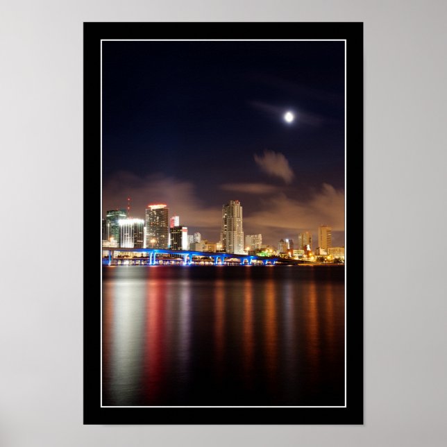 Moon over Miami skyline - Poster (Vorne)