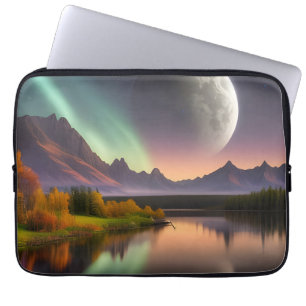 Moon over Mountain Landschaft Laptopschutzhülle