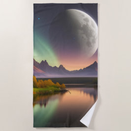 Moon over Mountain Landschaft Strandtuch