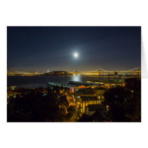 Moon over Oakland Bay Bridge, San Francisco, CA