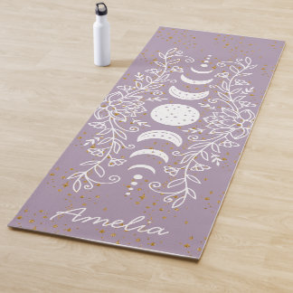 Moon Phase Celestial Stars Lotus Line Zeichnend Yogamatte