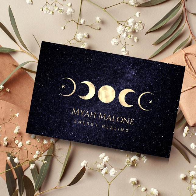 Moon Phase Galaxy Yoga Energy Healer Visitenkarte (Von Creator hochgeladen)