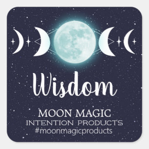 Moon Phase Intention Candle Labels Quadratischer Aufkleber