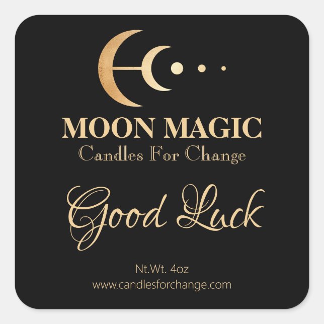 Moon Phase Intention Soy Candles Quadratischer Aufkleber (Vorderseite)