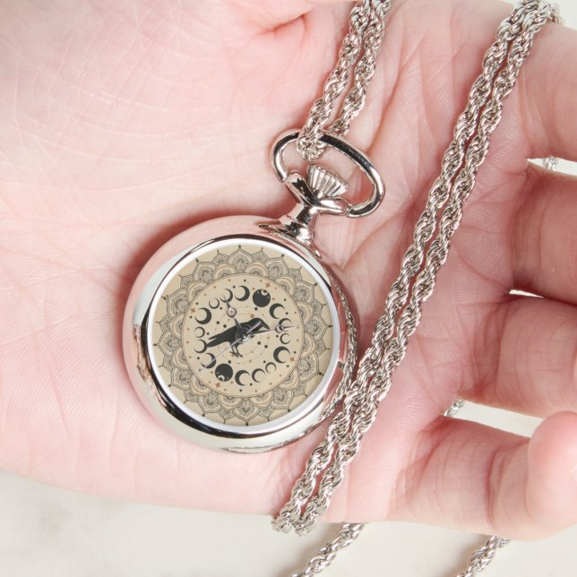 Moon Phase Raven Mandala Armbanduhr (Gothic raven watch)