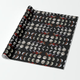 Moon Phases Black Pagan Wiccan Holiday Esbat Geschenkpapier