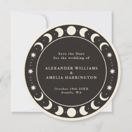 Moon Phases boho celestiale Save the Date Card