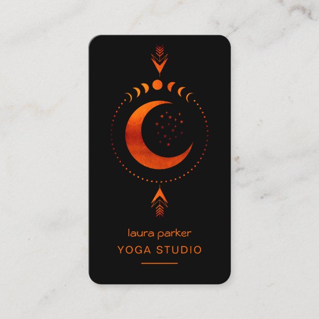 Moon Phases Crescent Mystic Holistic Tarot Fire Visitenkarte (Vorderseite)