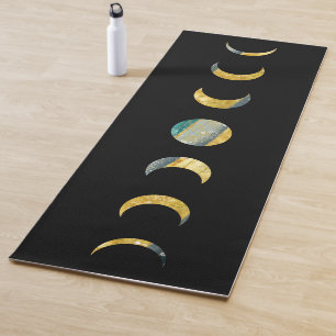 Moon Phases Gold Silber Aquamarin Yogamatte