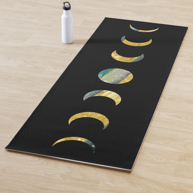 Moon Phases Gold Silber Aquamarin Yogamatte (Beispiel)