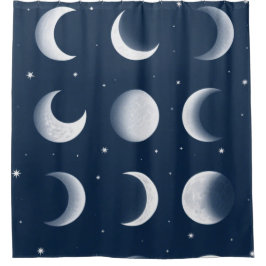 Moon Phases Grid Celestial Muster Design Duschvorhang