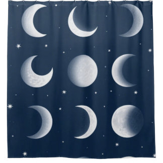 Moon Phases Grid Celestial Muster Design Duschvorhang