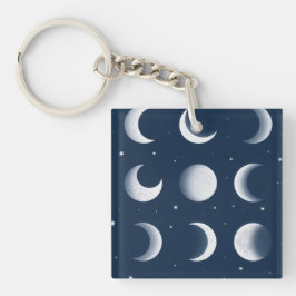 Moon Phases Grid Celestial Muster Design Schlüsselanhänger