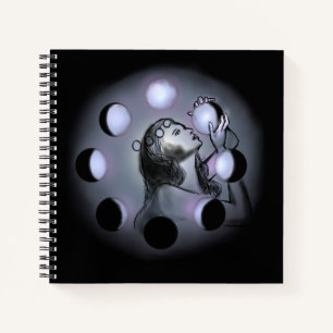 Moon Phases Notebook - Frauenverkleidung am Lunar Notizbuch