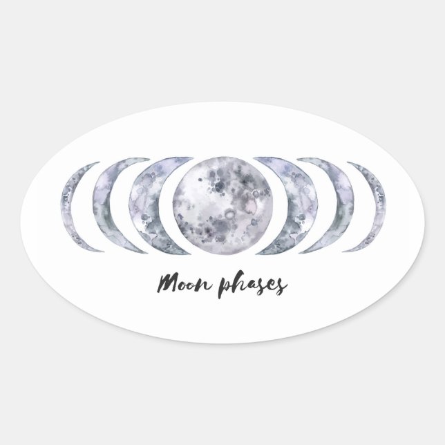 Moon Phases Ovaler Aufkleber (Vorderseite)