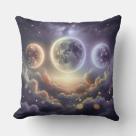 Moon Phases Over Clouds Kissen