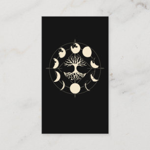 Moon Phases Spirituelle Tree Astronomie Crescent Visitenkarte