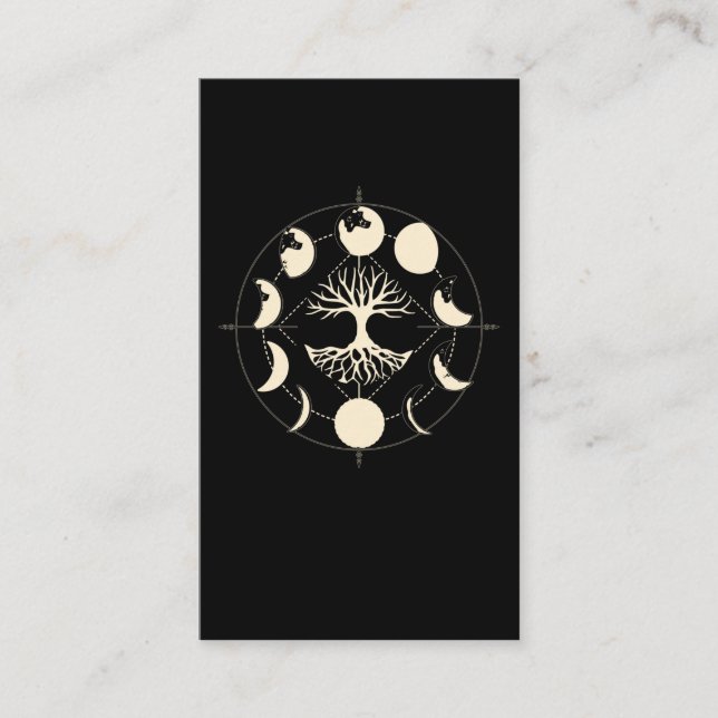 Moon Phases Spirituelle Tree Astronomie Crescent Visitenkarte (Vorderseite)