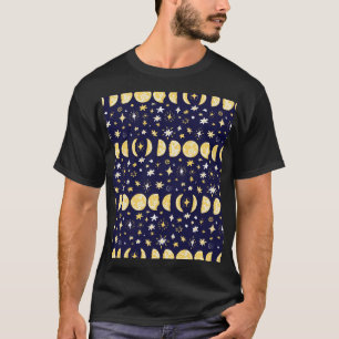 Moon Phases Stars Vintager Hintergrund T-Shirt