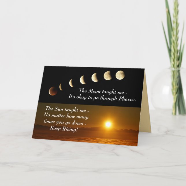 Moon Phases Sun erhöhen Inspiration Zitat Karte (Vorderseite)