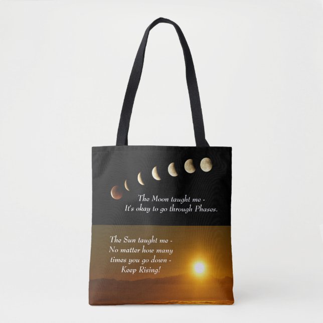 Moon Phases Sun erhöhen Inspiration Zitat Tasche (Vorderseite)
