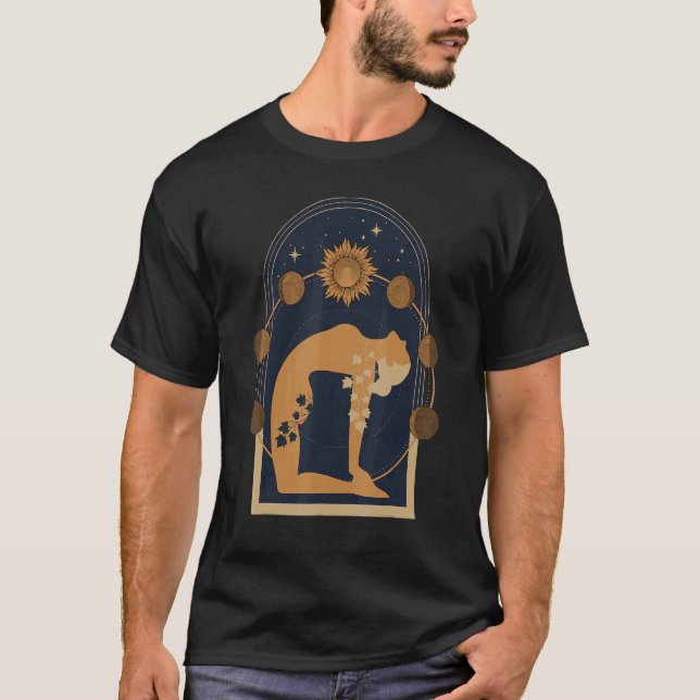 Moon Phases Yoga Camel Asana T-Shirt (Vorderseite)