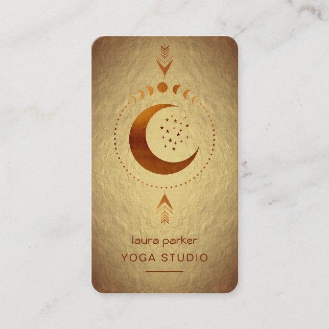 Moon Phones Crescent Mystic Holistic Tarot Gold Visitenkarte (Vorderseite)