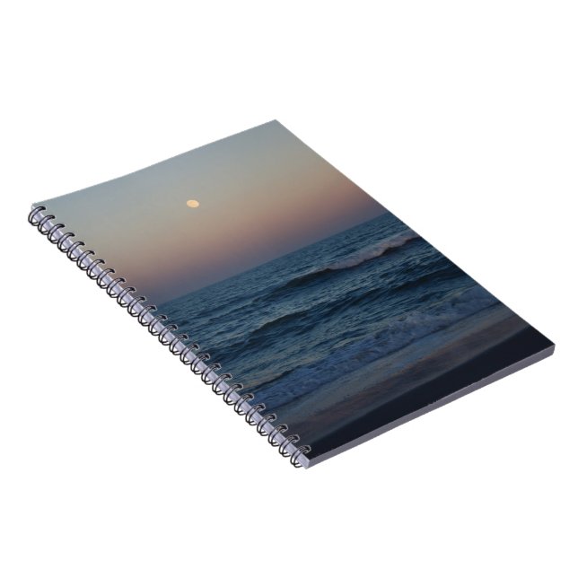 Moon Rise Over the Ocean #4705- Notebook Notizblock (Rechte Seite)